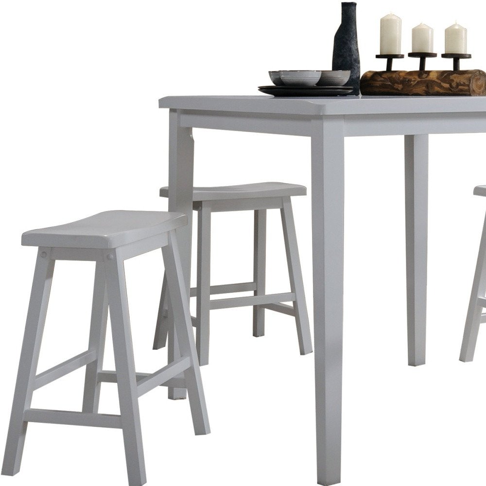 36" X 36" X 36" 5Pc White Rubber Wood Counter Height Set