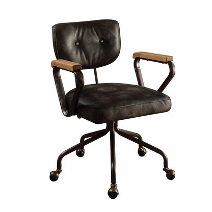 Black Adjustable Swivel Faux Leather Rolling Office Chair