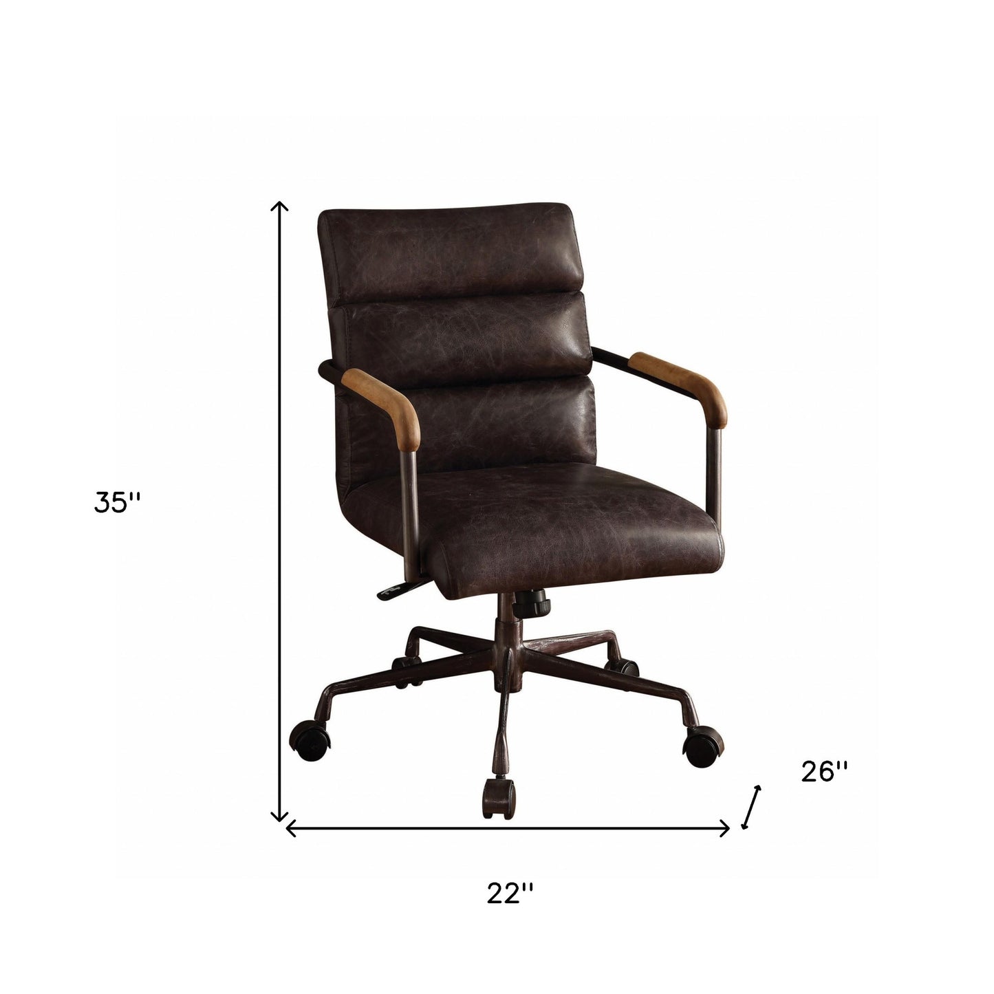 Black Adjustable Swivel Faux Leather Rolling Office Chair