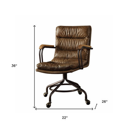 Coffee and Dark Brown Swivel Rolling Executive Office Chair