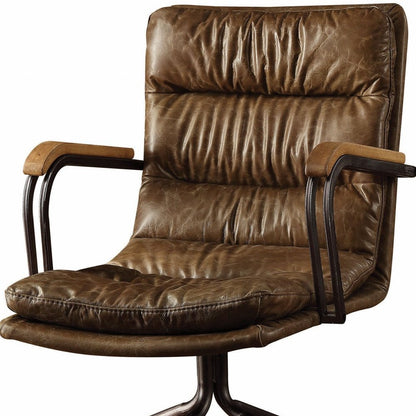 Coffee and Dark Brown Swivel Rolling Executive Office Chair