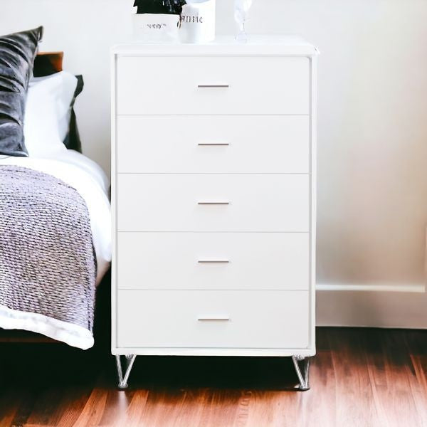 32" Brown Five Drawer Dresser