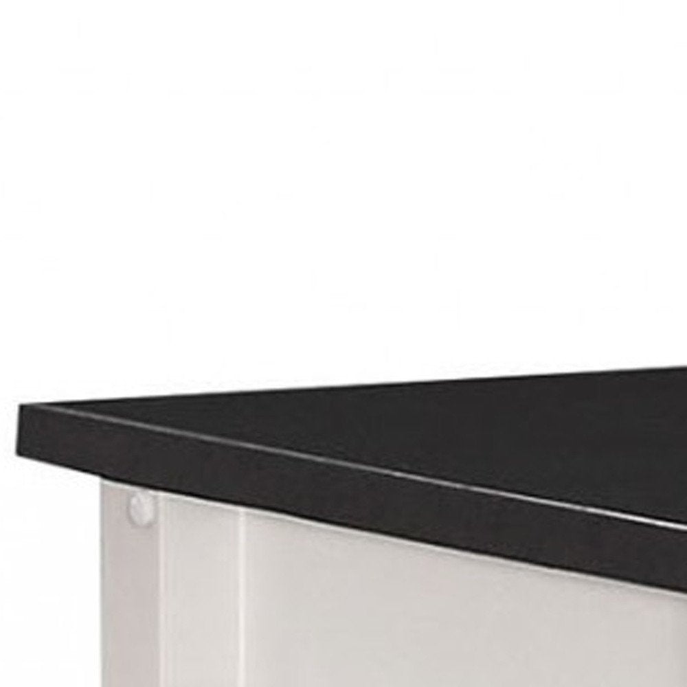 32" X 19" X 34" Black And White Rubber Wood Kitchen Cart