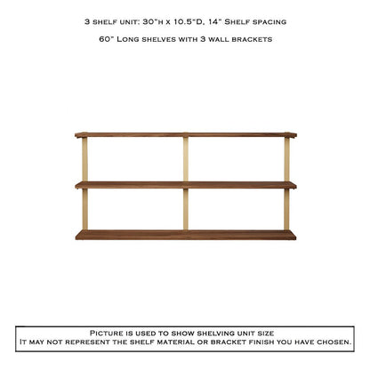 Wall Mount 3 Shelf Unit: 30" H