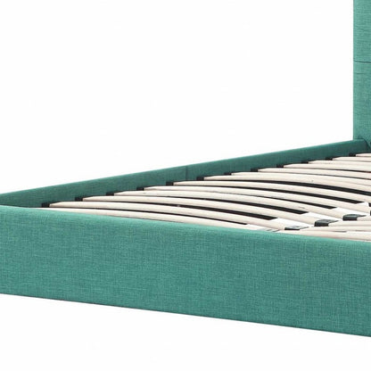 Solid Wood Queen Tufted Turquoise Upholstered Juteno Bed