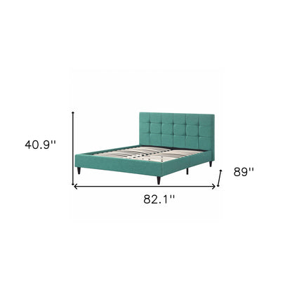 Solid Wood Queen Tufted Turquoise Upholstered Juteno Bed