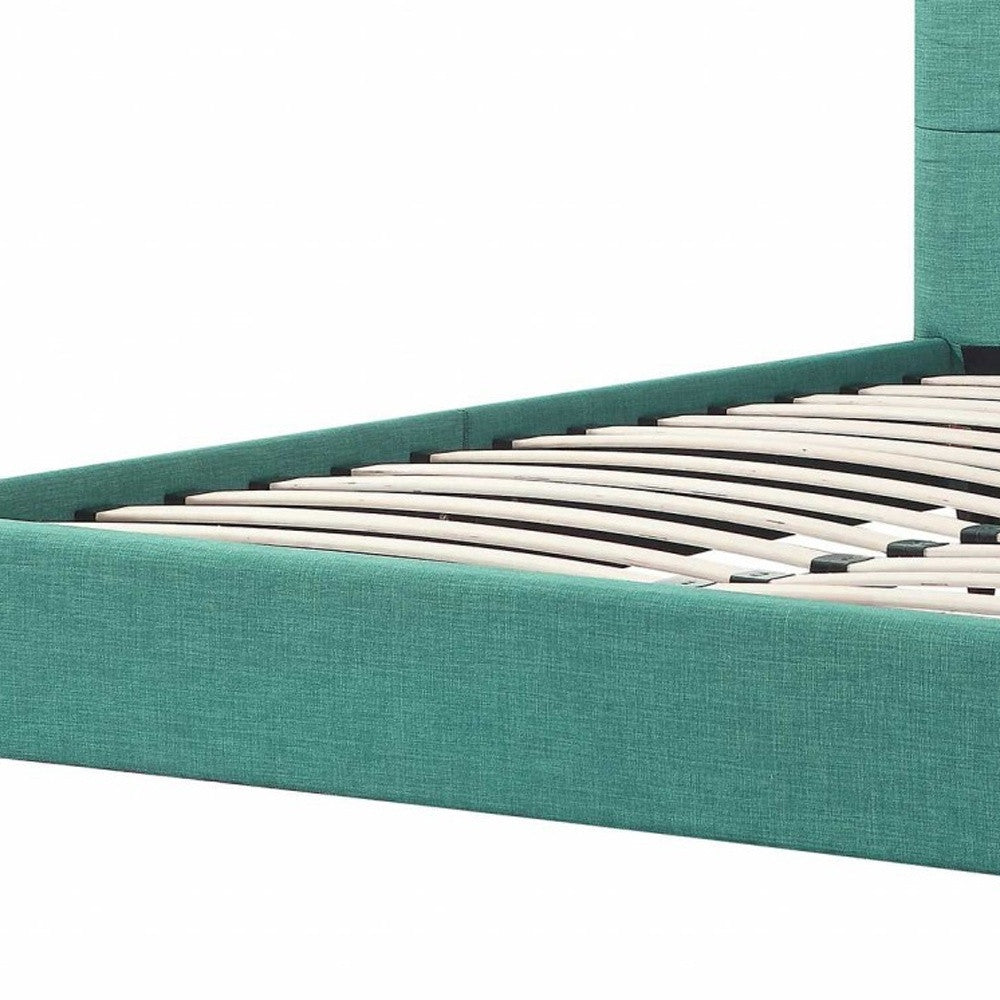 Solid Wood Queen Tufted Turquoise Upholstered Juteno Bed