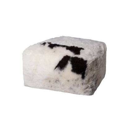 24" X 24" X 12" Spotted Short-Hair Sheepskin Cube Pouf