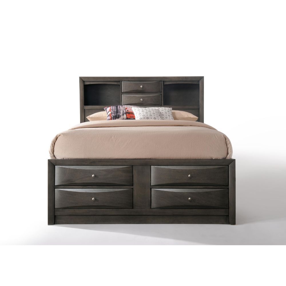 Gray Solid Wood Bed Frame