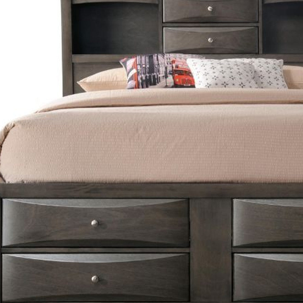 Gray Solid Wood Bed Frame