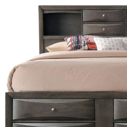 Gray Solid Wood Full With Ten Drawers Bed Frame