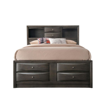 Gray Solid Wood Full With Ten Drawers Bed Frame