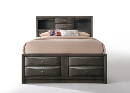 Gray Solid Wood Full With Ten Drawers Bed Frame