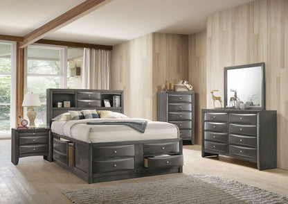 Gray Solid Wood King With Ten Drawers Bed Frame