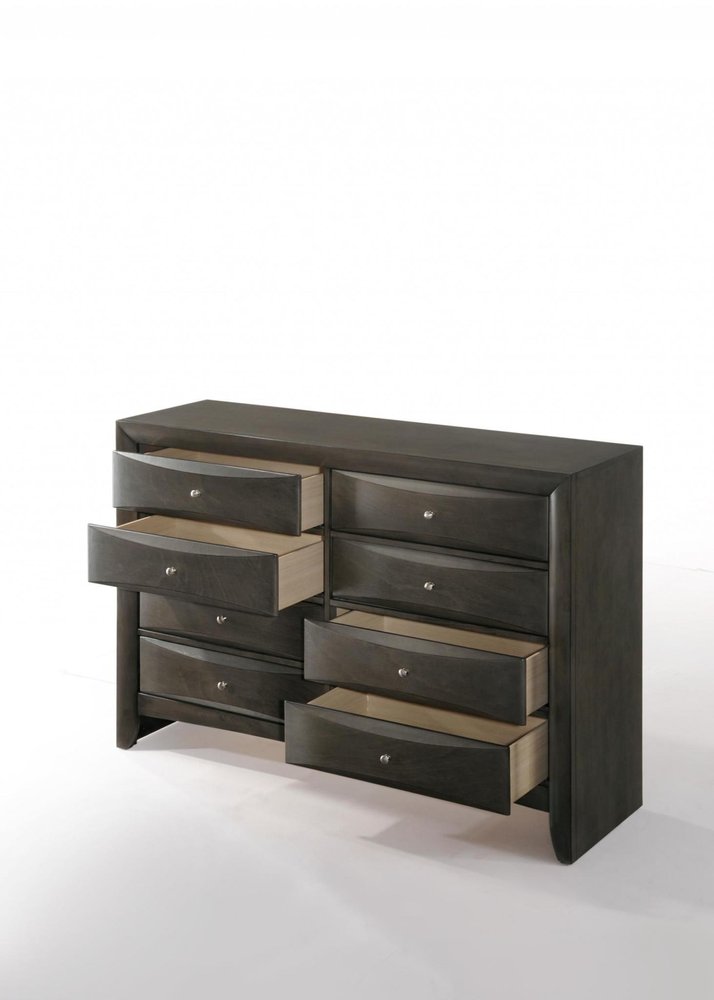 59" Gray Wood Eight Drawer Double Dresser