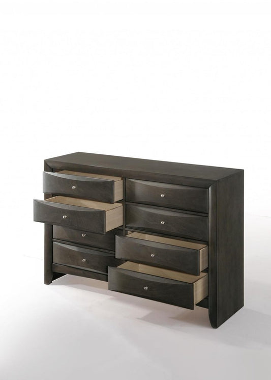 59" Gray Wood Eight Drawer Double Dresser