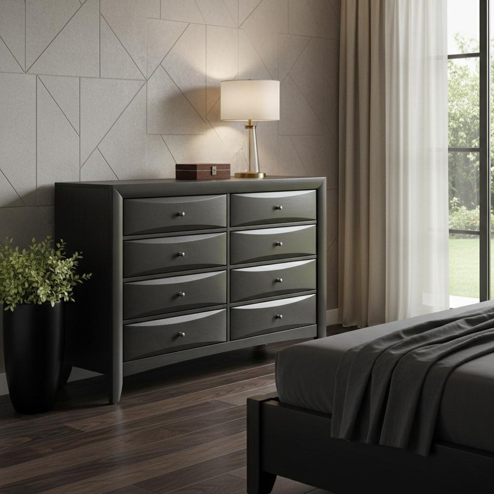 59" Gray Solid Wood Standard Dresser/Chest