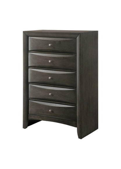 32" Gray Wood Five Drawer Dresser