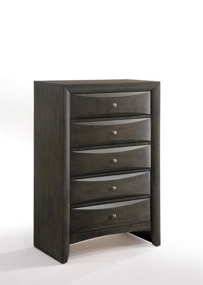 32" Gray Wood Five Drawer Dresser