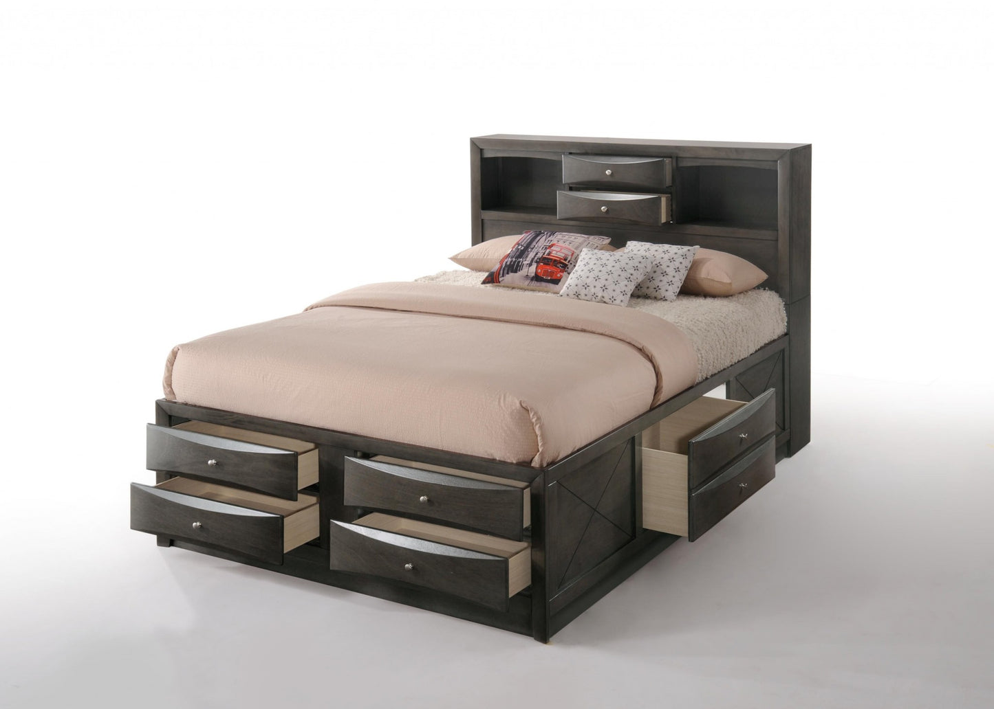 Gray Solid Wood Bed Frame