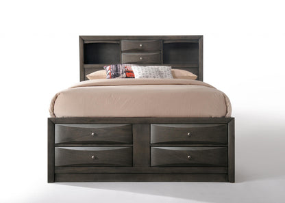 Gray Solid Wood Bed Frame