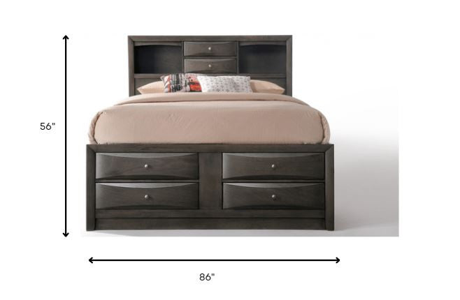 Gray Solid Wood Bed Frame