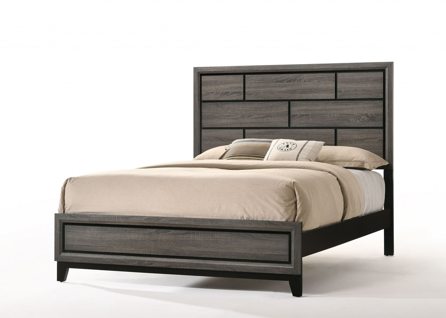 Gray Solid Wood Bed Frame