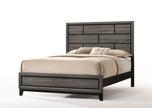 Gray Solid Wood Queen Bed Frame
