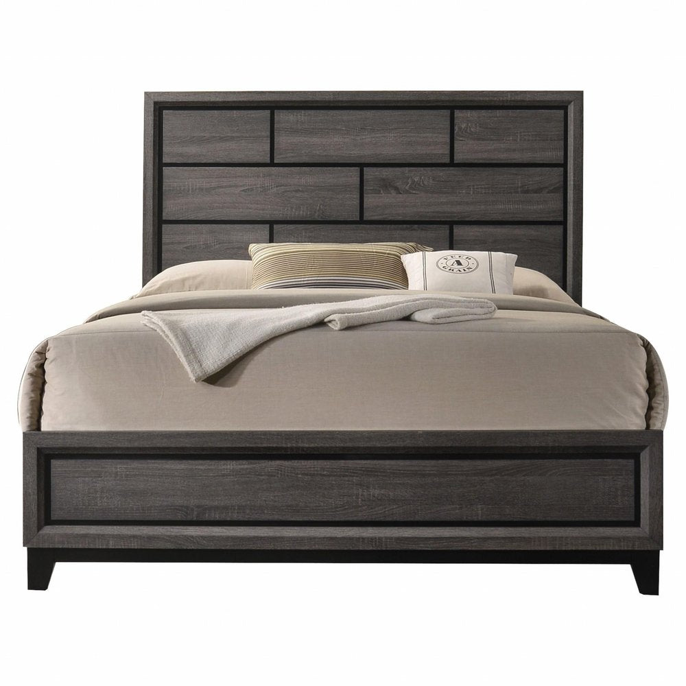 Gray Solid Wood Queen Bed Frame