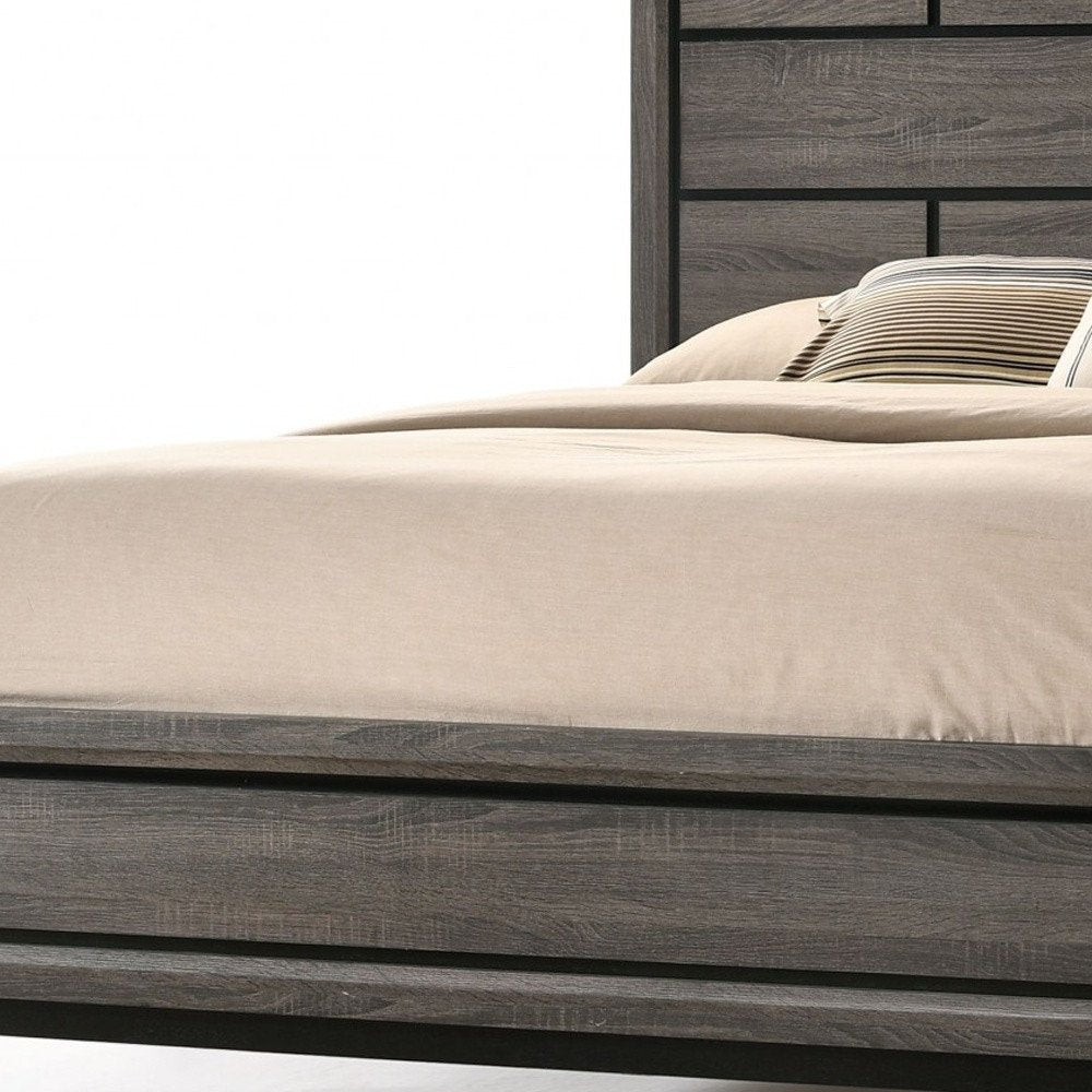 Gray Solid Wood Queen Bed Frame