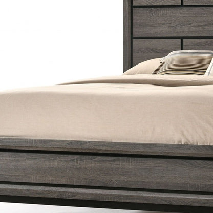 Gray Solid Wood Queen Bed Frame