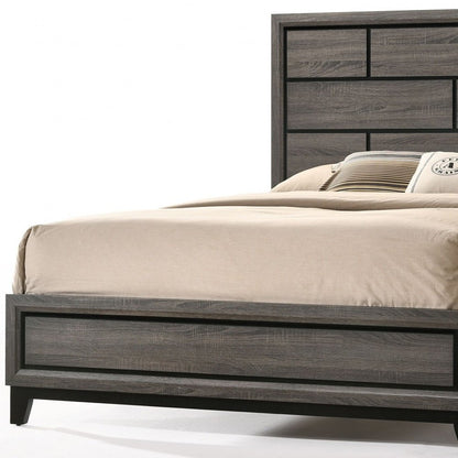 Gray Solid Wood Queen Bed Frame