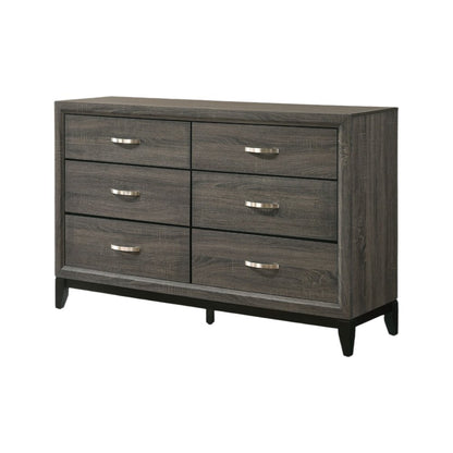 58" Gray Six Drawer Double Dresser