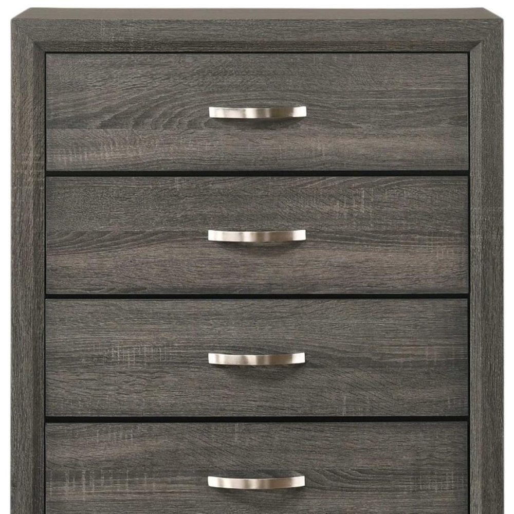 31" Gray Wood Five Drawer Dresser