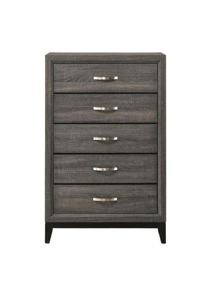 31" Gray Wood Five Drawer Dresser