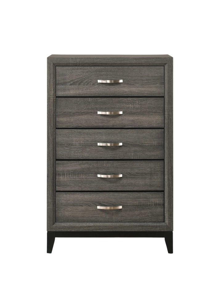 31" Gray Wood Five Drawer Dresser