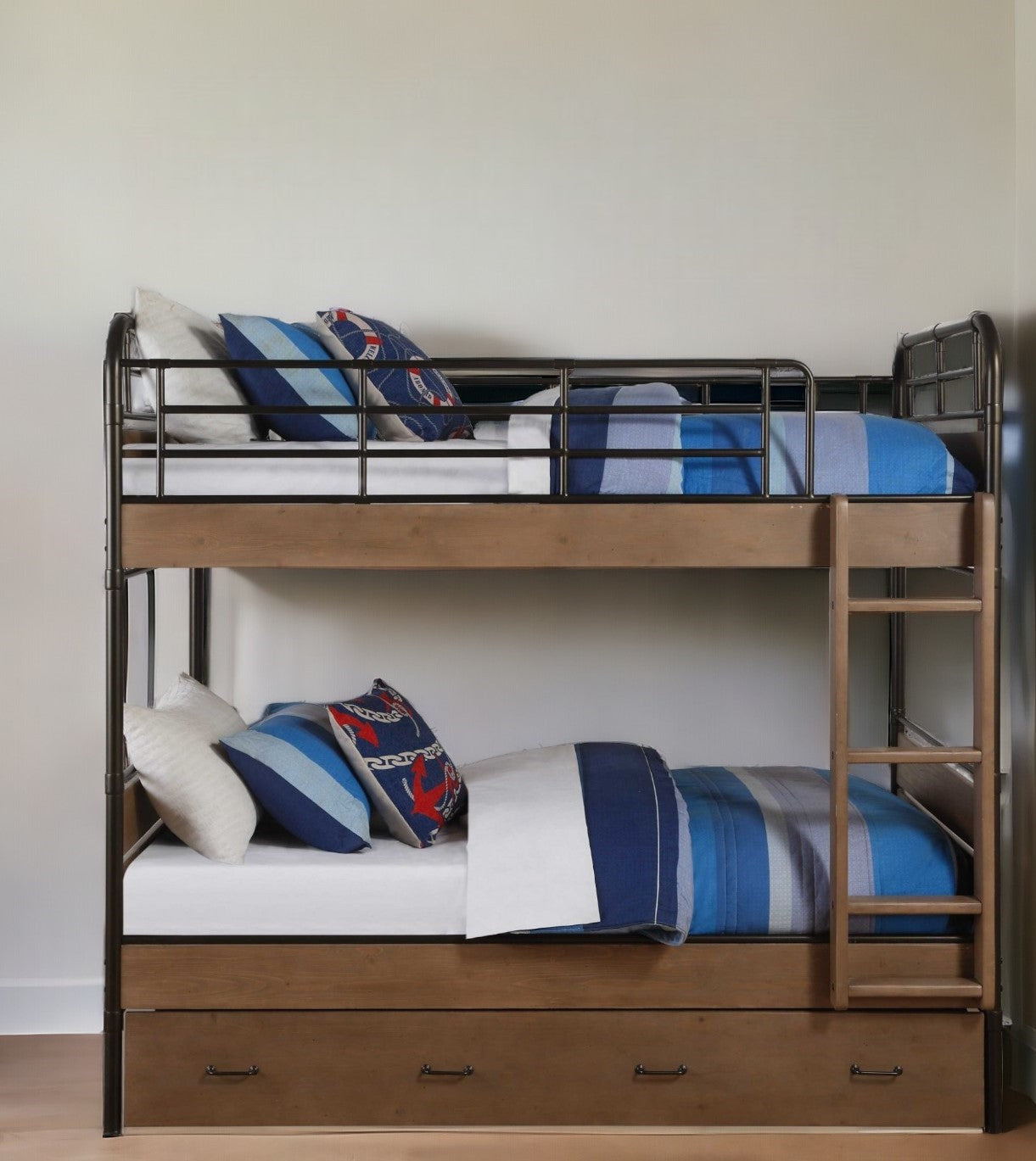 Oak Twin Industrial Bunk Bed