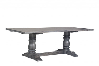 84" Brown Solid Wood Trestle Base Dining Table