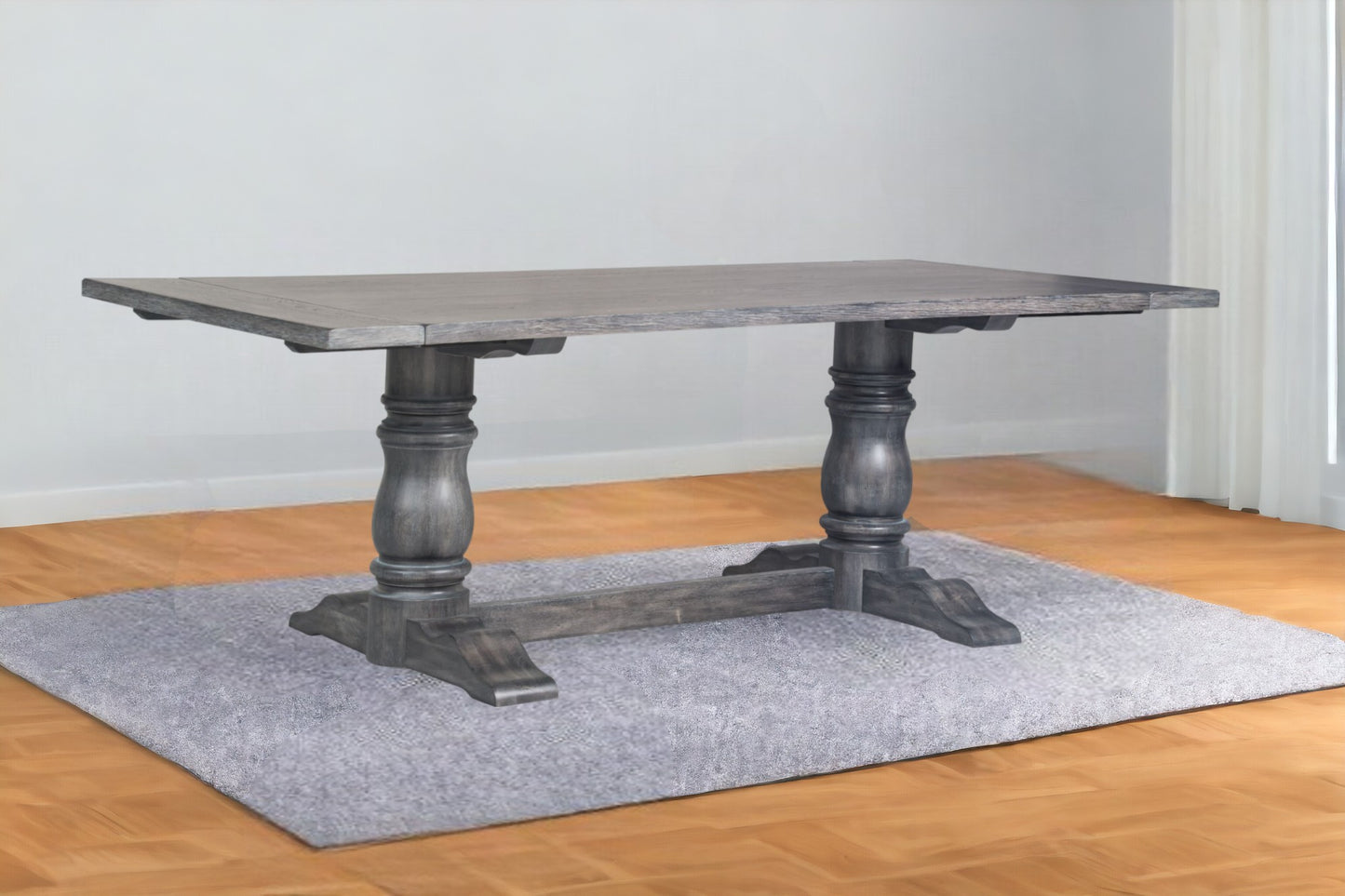 84" Brown Solid Wood Trestle Base Dining Table