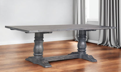 84" Brown Solid Wood Trestle Base Dining Table