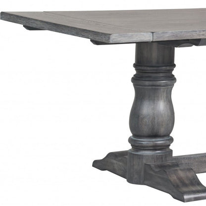 84" Brown Solid Wood Trestle Base Dining Table