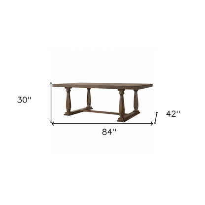 84" Brown Solid Wood Trestle Base Dining Table