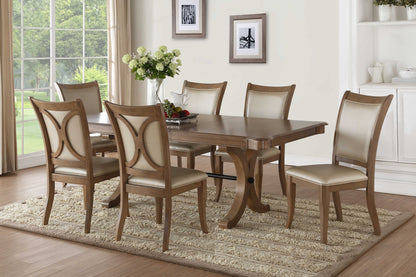 64" Brown Solid Wood Removable Leaf Trestle Base Dining Table