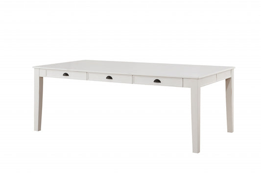 78" White Solid Wood Dining Table