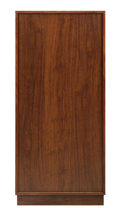 52" Brown And Black Wood Bar Cabinet With Three Drawers