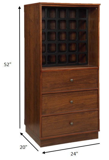 24" Brown Standard Display Stand With Three Drawers