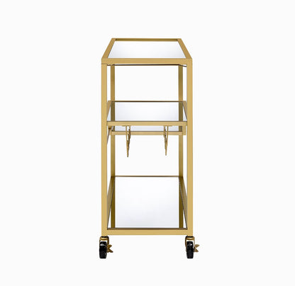 40" Clear and Gold Glass and Iron Rolling Prep Table