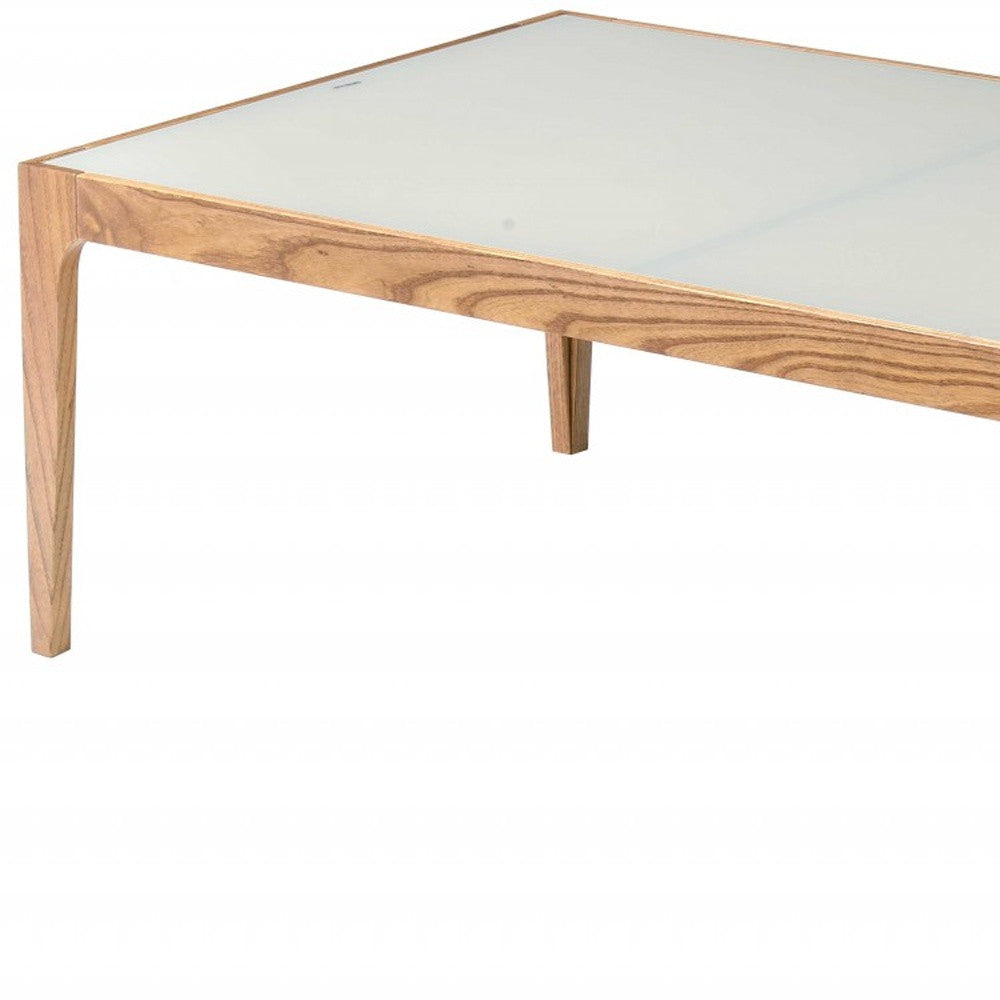 43" White And Natural Glass Coffee Table