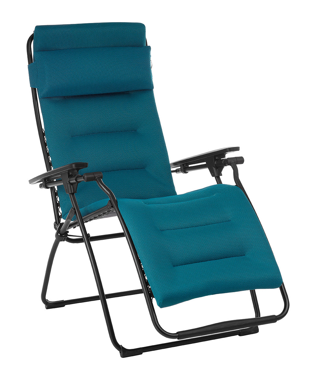 26" Black Steel Outdoor Zero Gravity Chair with Black Cushion