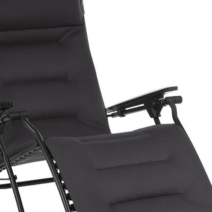 30" Gray Steel Outdoor Zero Gravity Chair with Gray Cushion